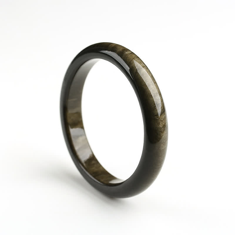 KarmaRipple's Gold Sheen Obsidian Silver Sheen Obsidian Protection Bracelet Bangle p37