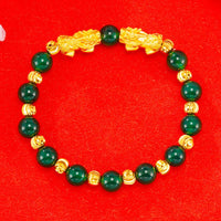 Bracelet de richesse double Pixiu doré galvanisé de KarmaRipple