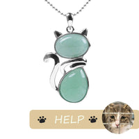 Collier pendentif authentique de protection en pierres précieuses « Save A Cat » de KarmaRipple, motif de chat mignon, idéal pour les amoureux des chats