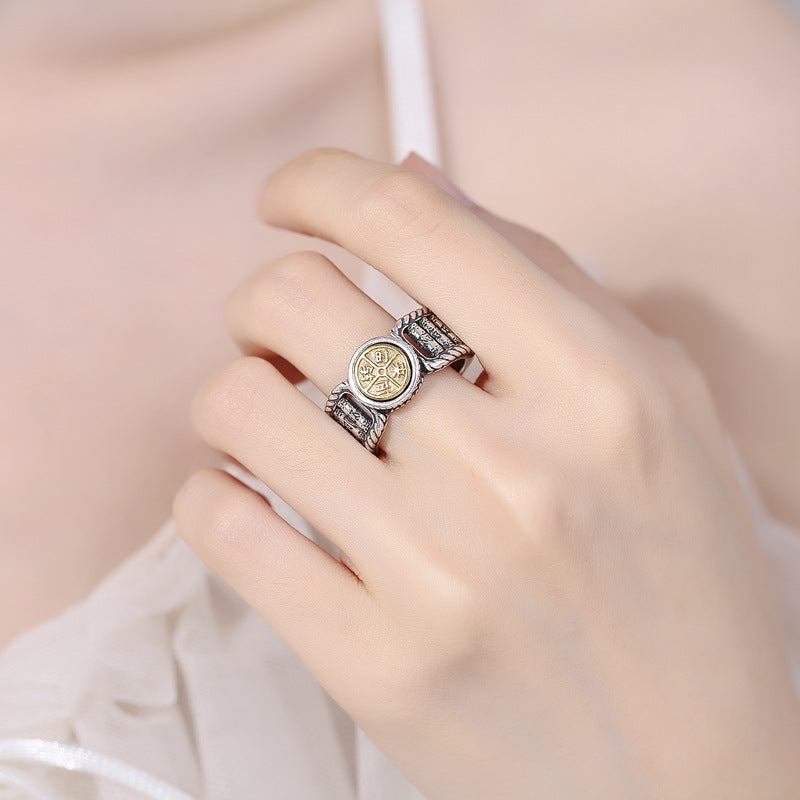 KarmaRipple's Tibetan Om Mani Padme Hum Carved Design Bronze Coin Purity Rotatable Ring p6