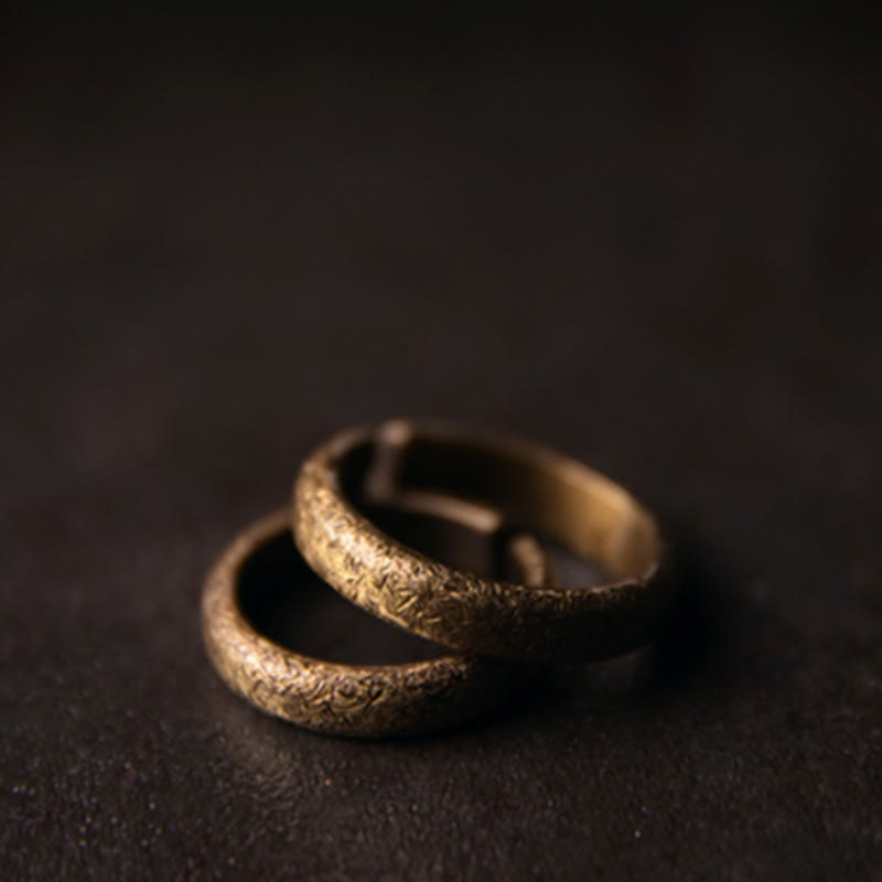 KarmaRipple's Tibetan Vintage Texture Design Bronze Fortune Pair Ring p3