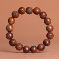 Bracelet de protection gravé en bois de jujubier frappé par la foudre de KarmaRipple, Yin Yang Bagua, caractères tabous taoïstes
