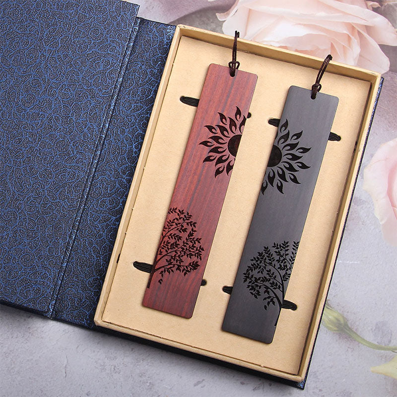 KarmaRipple's Sun Tree Ebony Wood Small Leaf Red Sandalwood Bookmarks With Gift Box p19