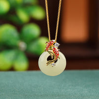 Collier avec pendentif en argent sterling 925 et jade Hetian de KarmaRipple, symbole de la paix et de la fortune