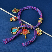 Bracelet tressé en fil de fortune Thangka Tibétain Tara Zakiram Déesse de la richesse de KarmaRipple