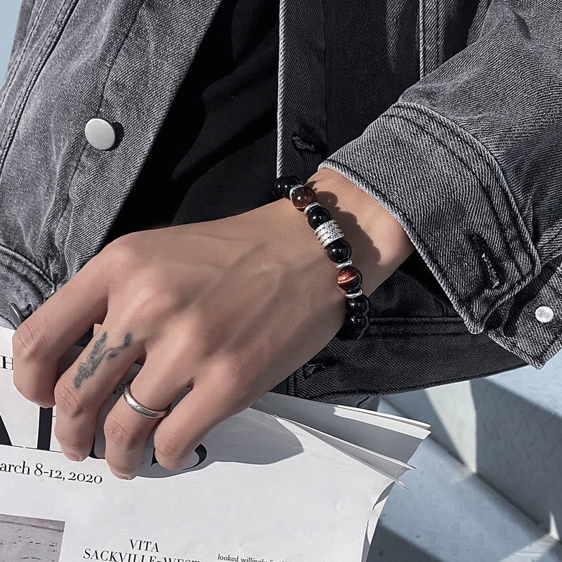 KarmaRipple's Authentic Black Obsidian Tiger Eye Strength Fulfillment Bracelet p13