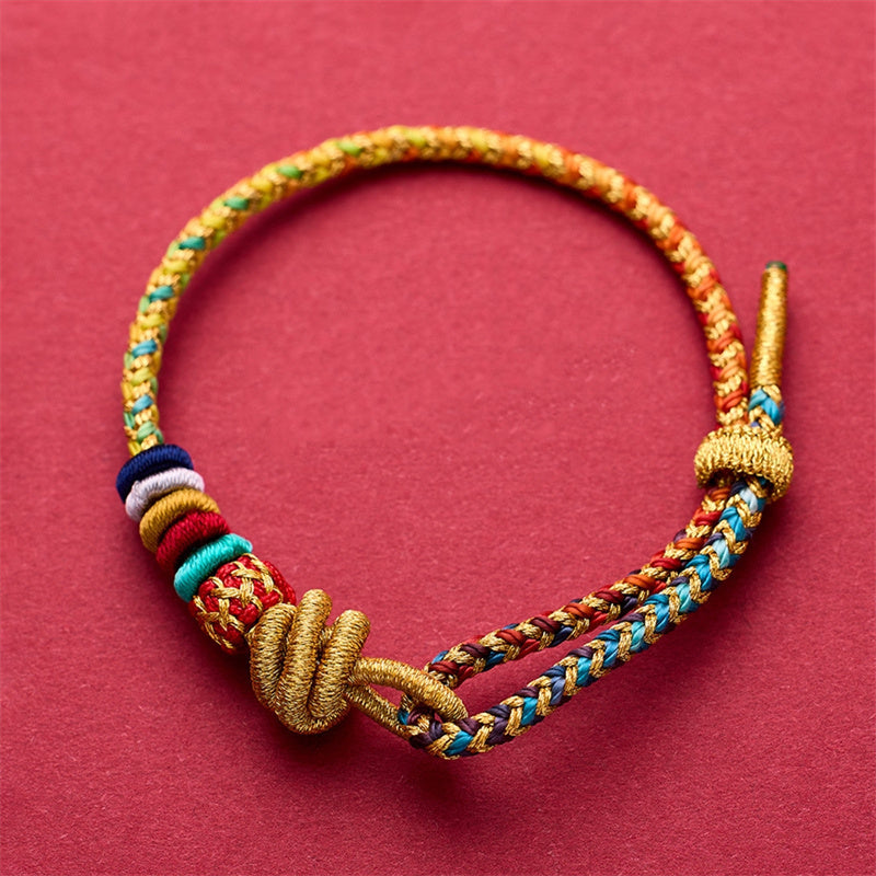 KarmaRipple's Year of the Dragon Koi Fish Mahjong Dice Peach Blossoms Bronze Coin Fortune Woven Bracelet p7