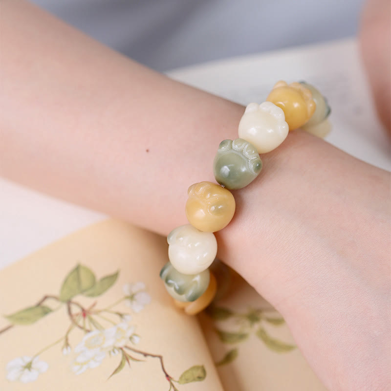 KarmaRipple's Multilayered Bodhi Seed Cute Cat Paw Calm Balance Bracelet p6