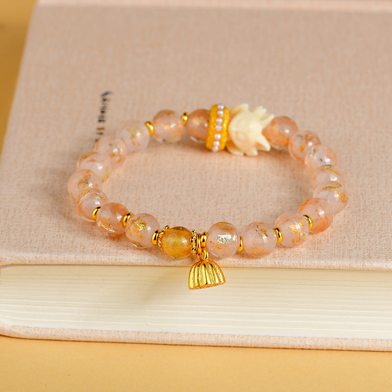 KarmaRipple's Tibetan Incense Ash Liuli Glass Bead Fortunate Nine Tailed Fox Lotus Talisman Bracelet p2