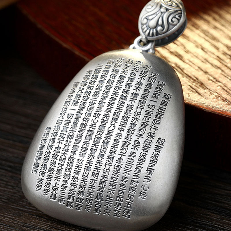 KarmaRipple's 999 Sterling Silver Chinese Zodiac Natal Buddha Heart Sutra Engraved Protection Pendant Necklace p16