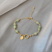 Bracelet de perles de fortune unique et authentique en jade Hetian rempli d'or 14 carats de KarmaRipple