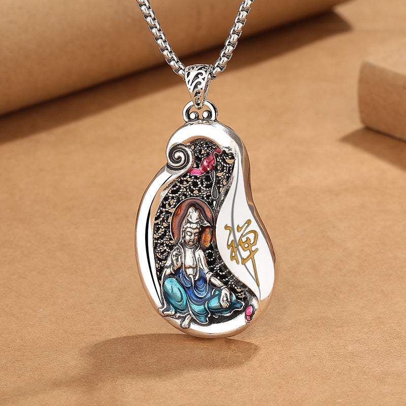 KarmaRipple's Avalokitesvara Lotus Design Bronze Wealth Pendant Necklace p1