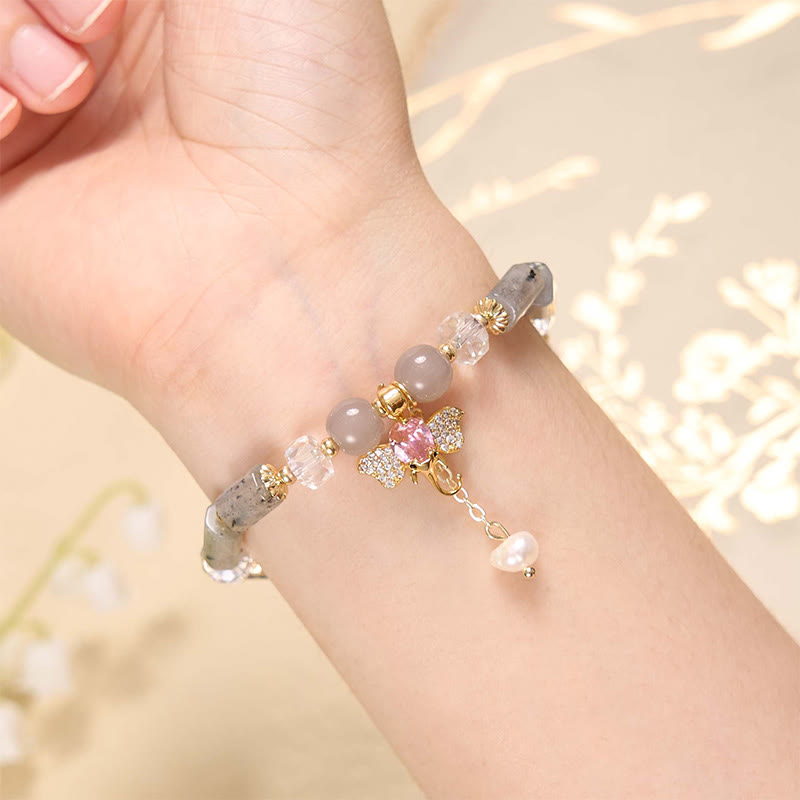 KarmaRipple's Amethyst Green Aventurine Strawberry Quartz Positive Elephant Talisman Bracelet p28