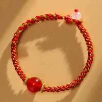 Bracelet tissé fait main en agate rouge, améthyste, quartz rutile doré, perles de pierres précieuses roses, calme et délicat, de KarmaRipple 