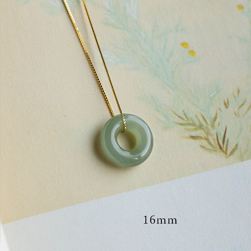 KarmaRipple's Authentic Round Jade Peace Buckle Fortune Abundance Pendant Necklace p2