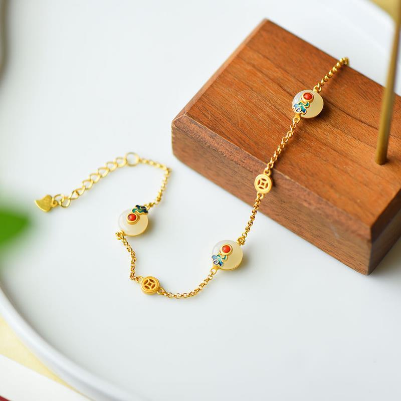 KarmaRipple's Peace Buckle Ivory Jade Fortune Bronze Bracelet p4