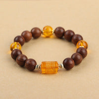 Bracelet de protection en pierre précieuse authentique Phoebe Zhennan Wood Om Mani Padme Hum de KarmaRipple, Dieu de la richesse