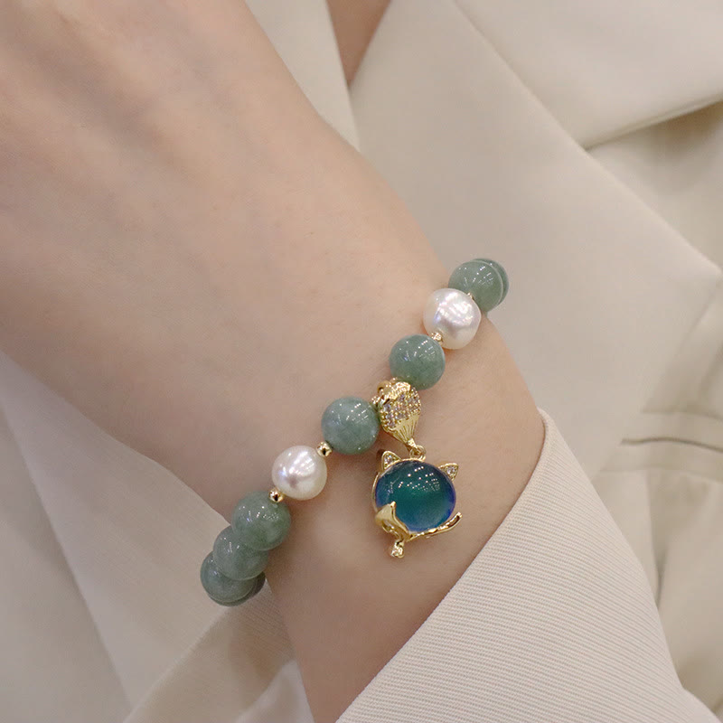 KarmaRipple's Jade Pearl Color-Changing Fox Talisman Fortune Bracelet p7
