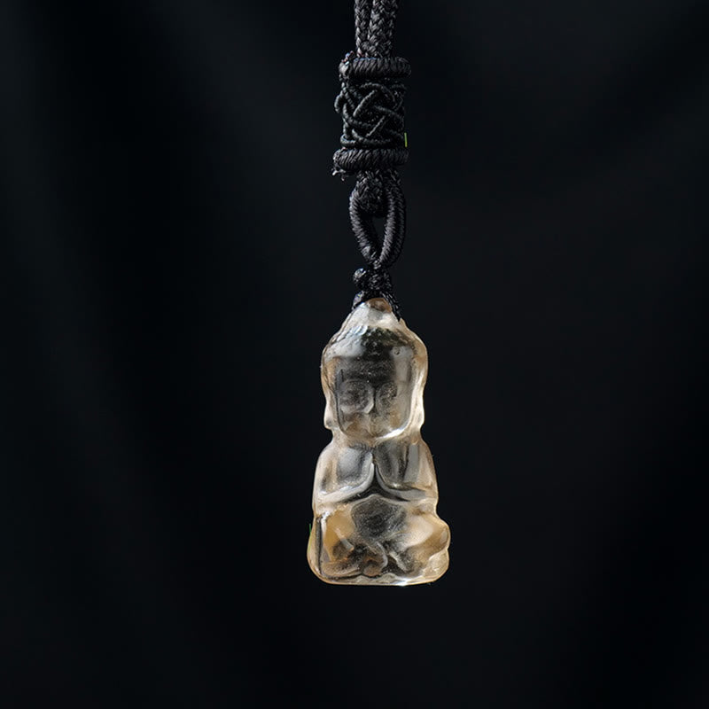 KarmaRipple's Various Gemstone Amethyst Pink Gemstone Ivory Gemstone Citrine Buddha Carved Spiritual Balancing Pendant Necklace Decoration p10