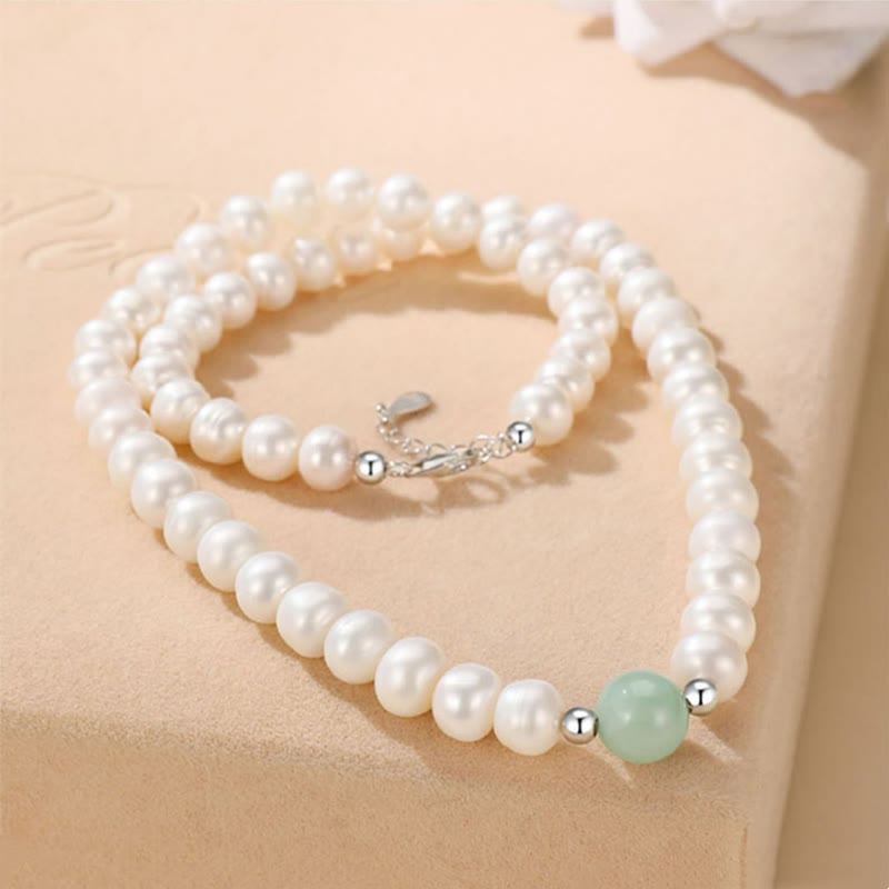 KarmaRipple's 925 Sterling Silver Authentic Pearl Jade Balancing Pendant Bracelet Earrings With Gift Box p3