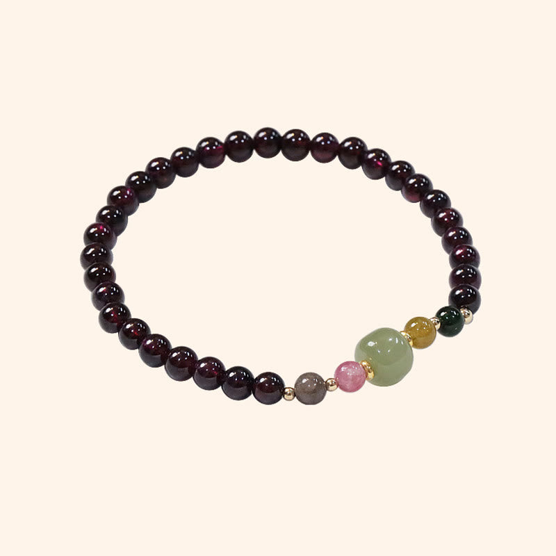KarmaRipple's Authentic Garnet Hetian Jade Tourmaline Bead Passion Bracelet p7