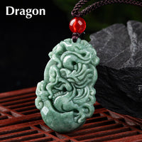 Collier pendentif en jade authentique de KarmaRipple, symbole de prospérité et des 12 signes du zodiaque chinois
