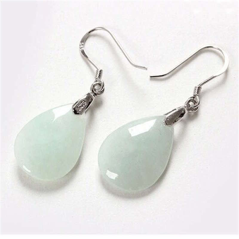 KarmaRipple's 925 Sterling Silver Jade Water Drop Fortune Dangle Earrings p7