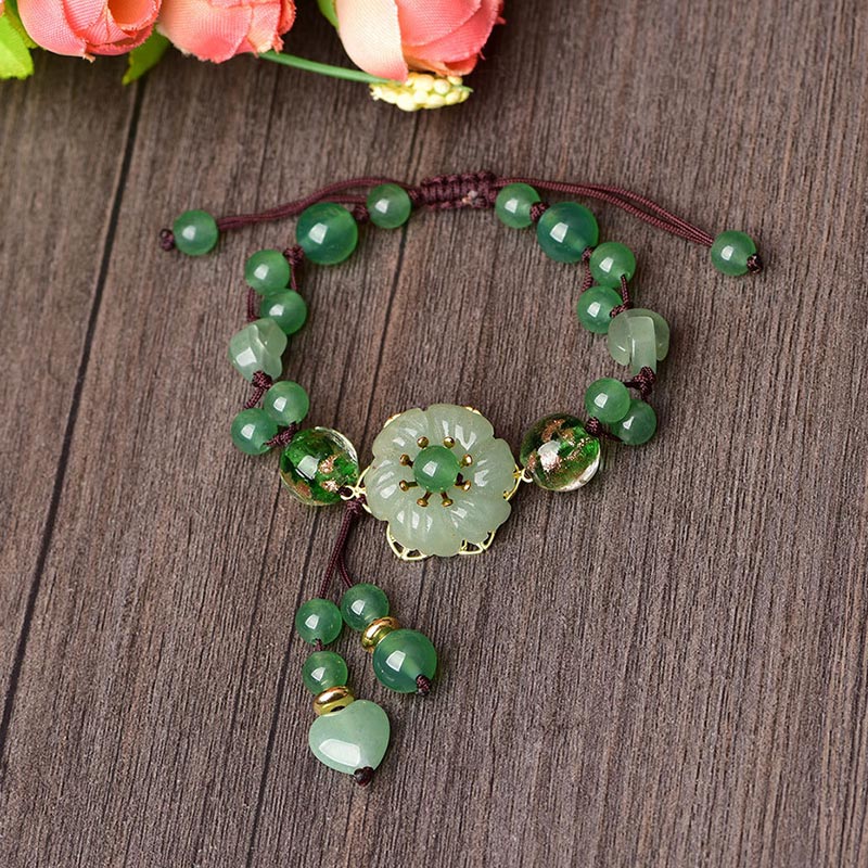 KarmaRipple's Authentic Green Jade Fortune Dangling Flower Bracelet p7