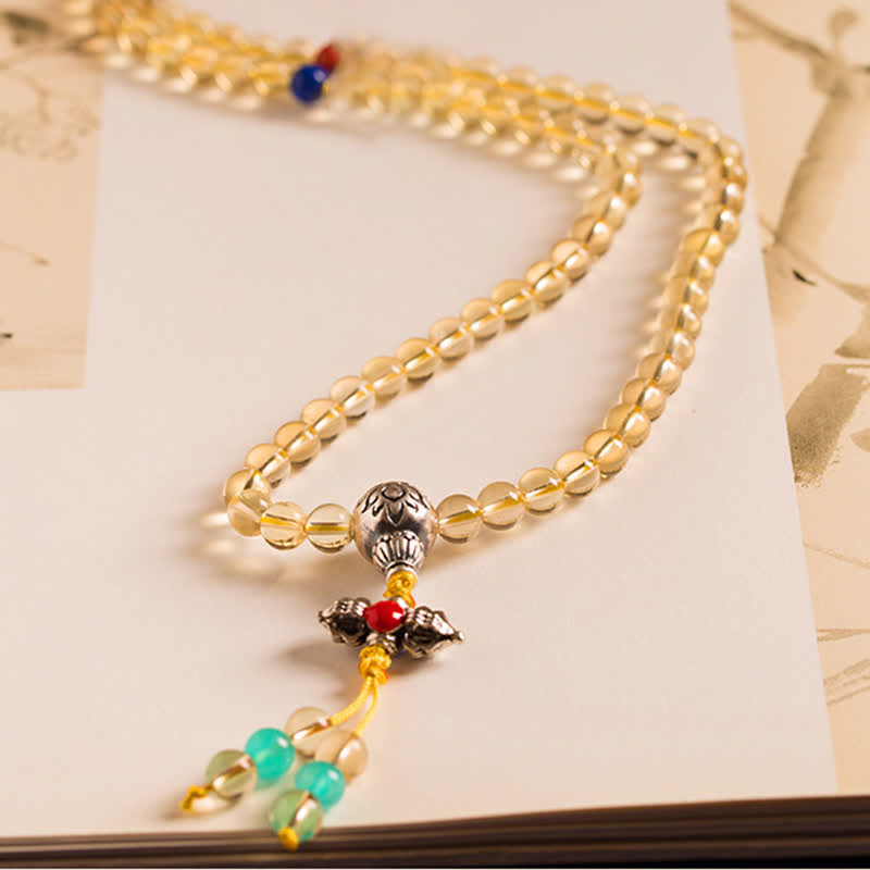 KarmaRipple's 925 Sterling Silver 108 Mala Beadwork Authentic Citrine Red Agate Amber Pleasure Talisman Bracelet p22