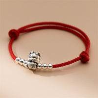 Bracelet rouge Fortune Année du Dragon en argent sterling 999 fait main par KarmaRipple