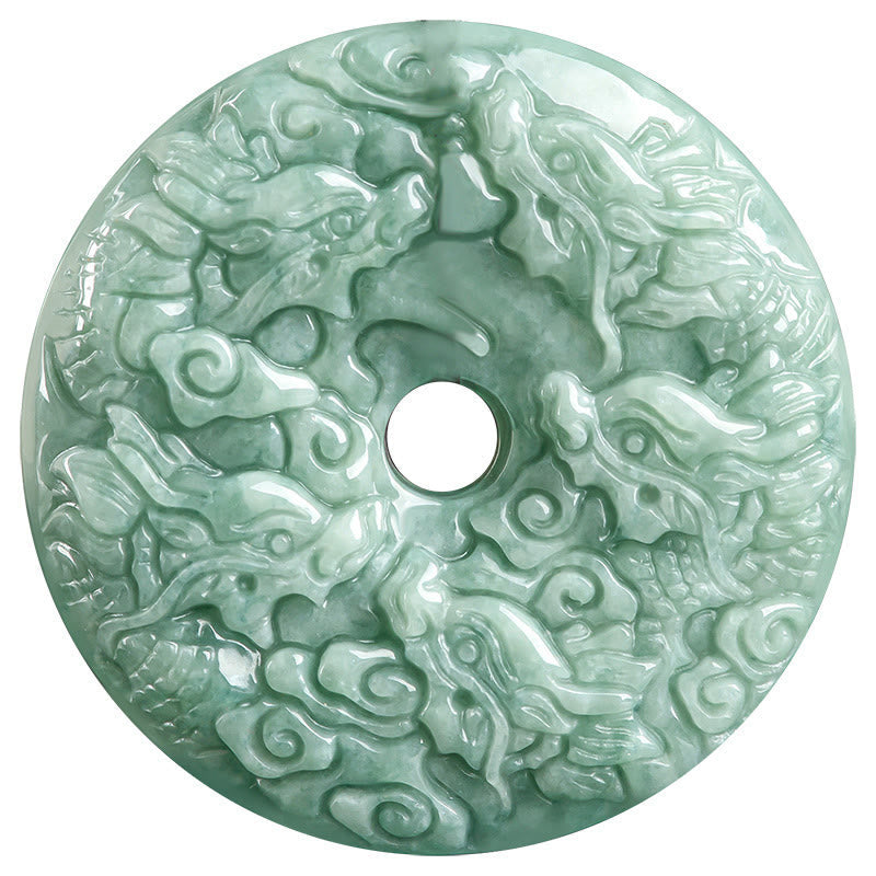 KarmaRipple's Year of the Dragon Authentic Jade Nine Dragons Peace Buckle Protection Pendant Necklace p10