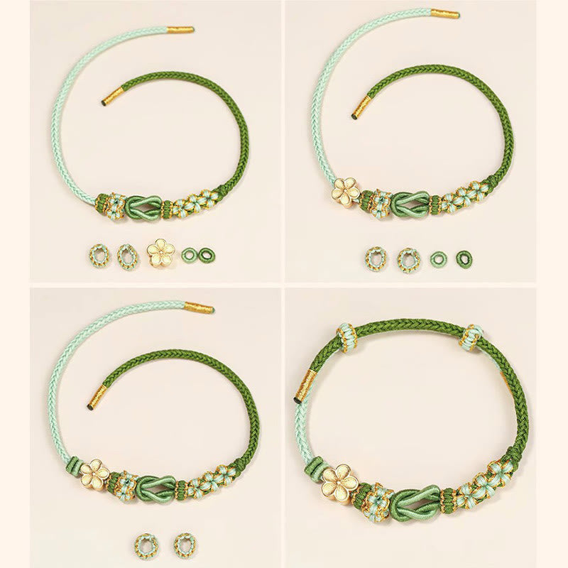 KarmaRipple's Handmade Peach Blossom Weave Eight Thread Peace Weave Fortune Protection Bracelet p8