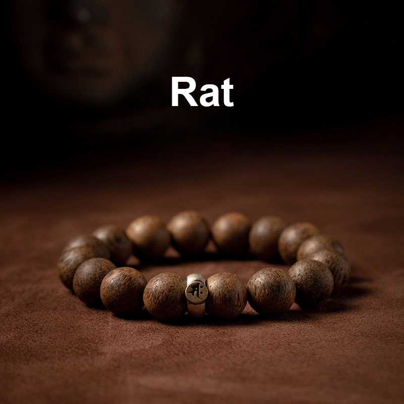 KarmaRipple's Chinese Zodiac Natal Buddha Authentic Agarwood Silver Peace Calm Bracelet p24