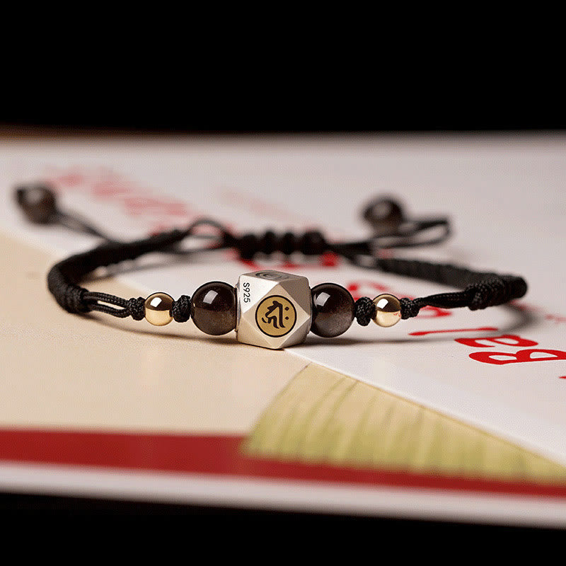 KarmaRipple's Handmade 925 Sterling Silver Chinese Zodiac Natal Buddha Cinnabar Calm Woven Bracelet p39