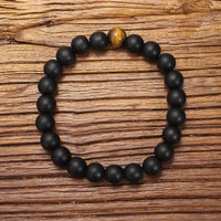 Collier pendentif en pierre givrée œil de tigre et perles 108 Mala de KarmaRipple