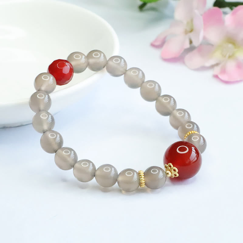 KarmaRipple's Authentic Gray Chalcedony Red Agate Balance Bracelet p3