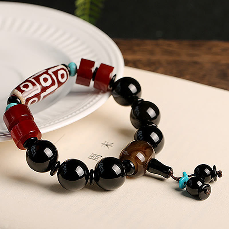 KarmaRipple's Tibetan Nine-Eye Dzi Bead Black Onyx Wealth Protection Bracelet p7