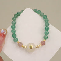 Bracelet de gratitude authentique en quartz fraise vert et calcédoine de KarmaRipple