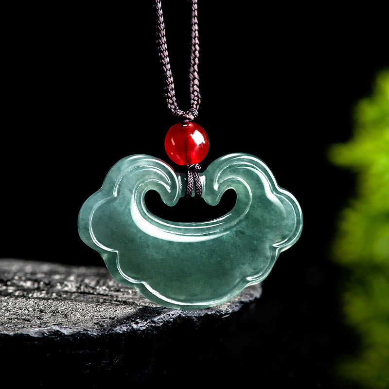 KarmaRipple's Authentic Green Jade Chinese Lock Talisman Fortune Pendant Necklace p1