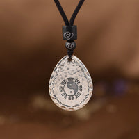 Collier pendentif vintage en argent sterling 999 avec motif goutte d'eau Yin Yang Bagua de KarmaRipple