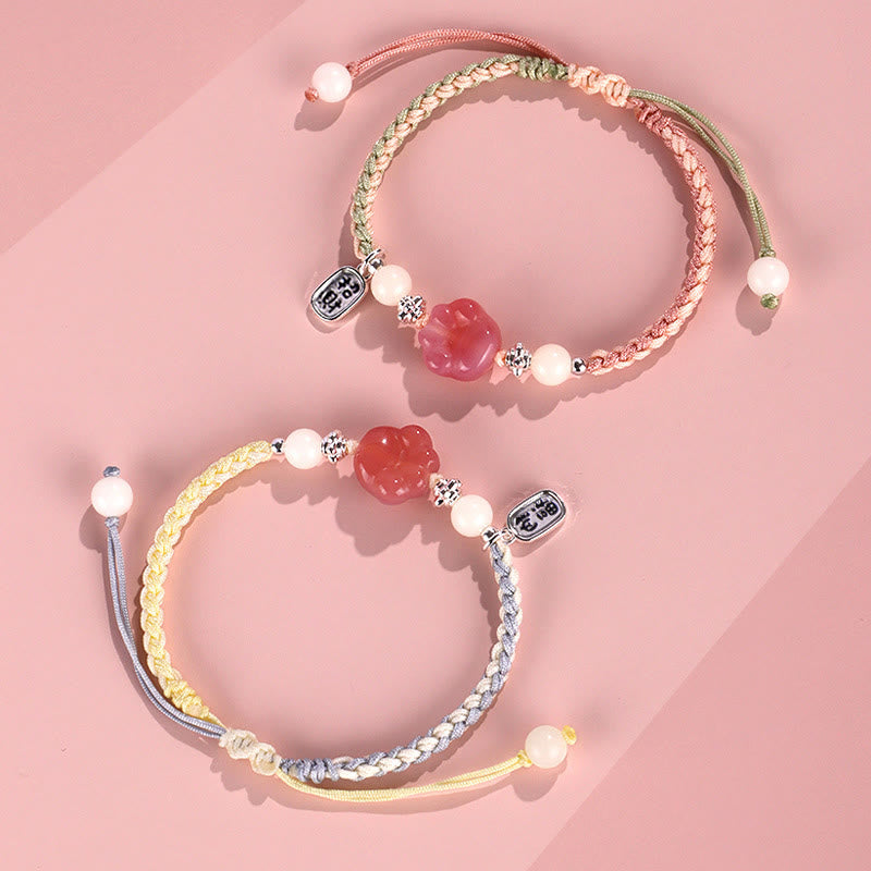 KarmaRipple's Yanyuan Agate Cat Claw Paw Ivory Bodhi Seed Fu Character Positive Woven Rope Bracelet p12