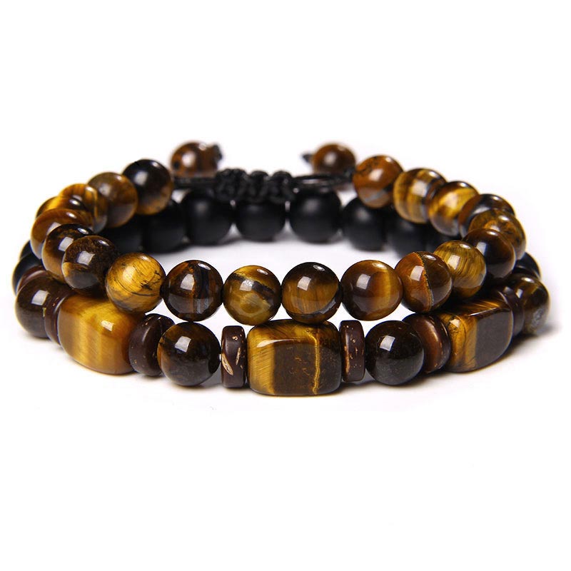 KarmaRipple's Tiger Eye Frosted Stone Hematite Courage Bracelet p18