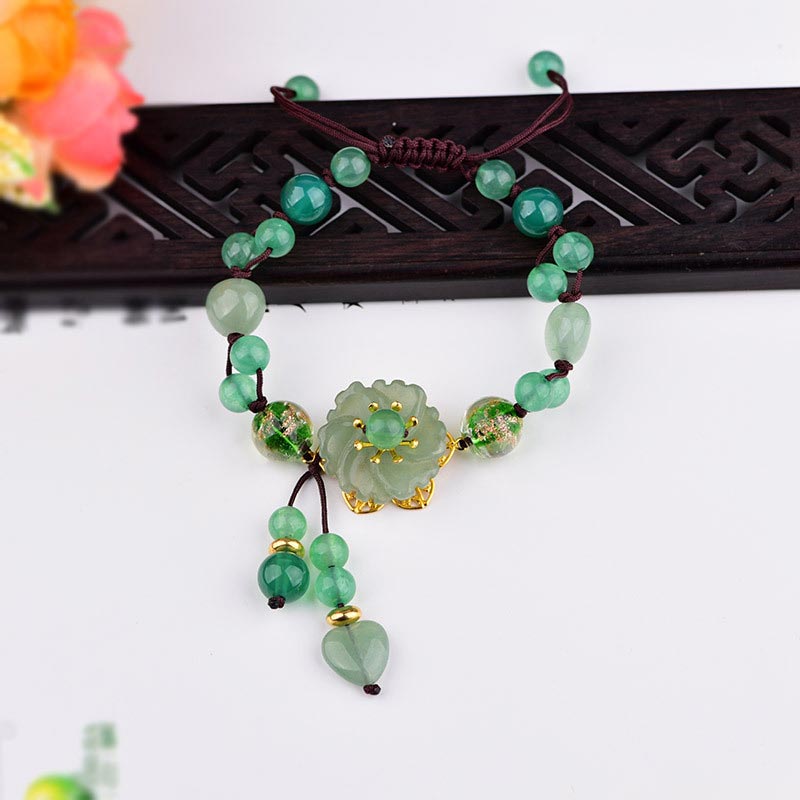 KarmaRipple's Authentic Green Jade Fortune Dangling Flower Bracelet p9