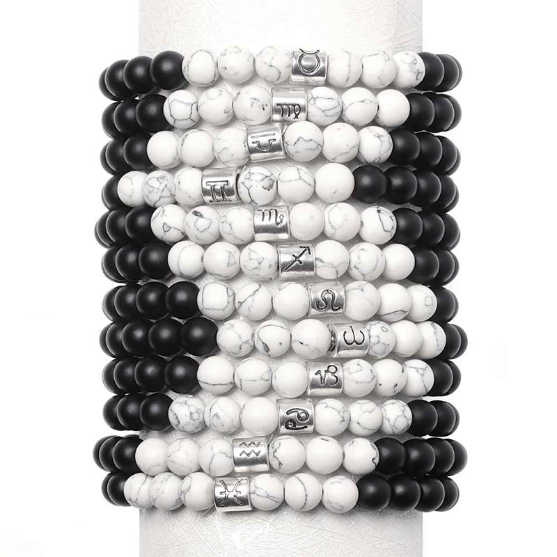 KarmaRipple's 12 Constellations of the Zodiac Authentic Frosted Stone Ivory Turquoise Bead Fortune Bracelet p17