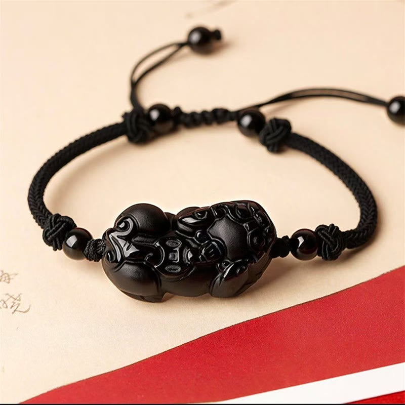 KarmaRipple's Authentic Obsidian Amethyst Citrine PiXiu Cooper Coin Wealth Bracelet p21