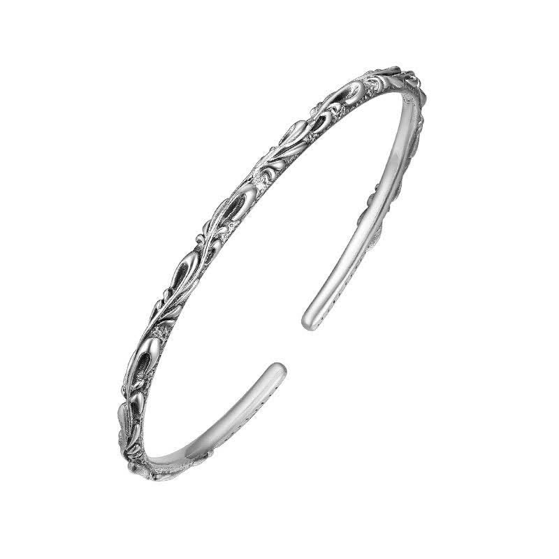 KarmaRipple's 925 Sterling Silver Handmade Vines Engraved Protection Bracelet Bangle p10