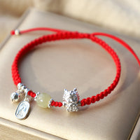 Bracelet de protection paix et joie en argent sterling 999, pièce de bronze de jade Hetian de l'année du dragon, fait main par KarmaRipple