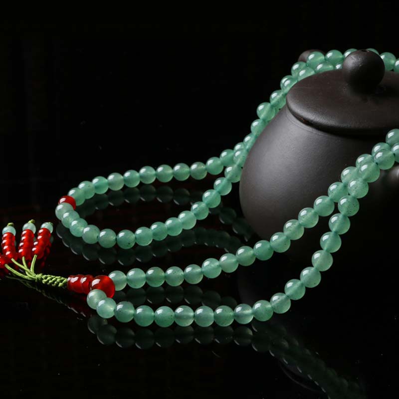 KarmaRipple's 108 Beadwork Green Aventurine Red Agate Fortune Mala Bracelet p8