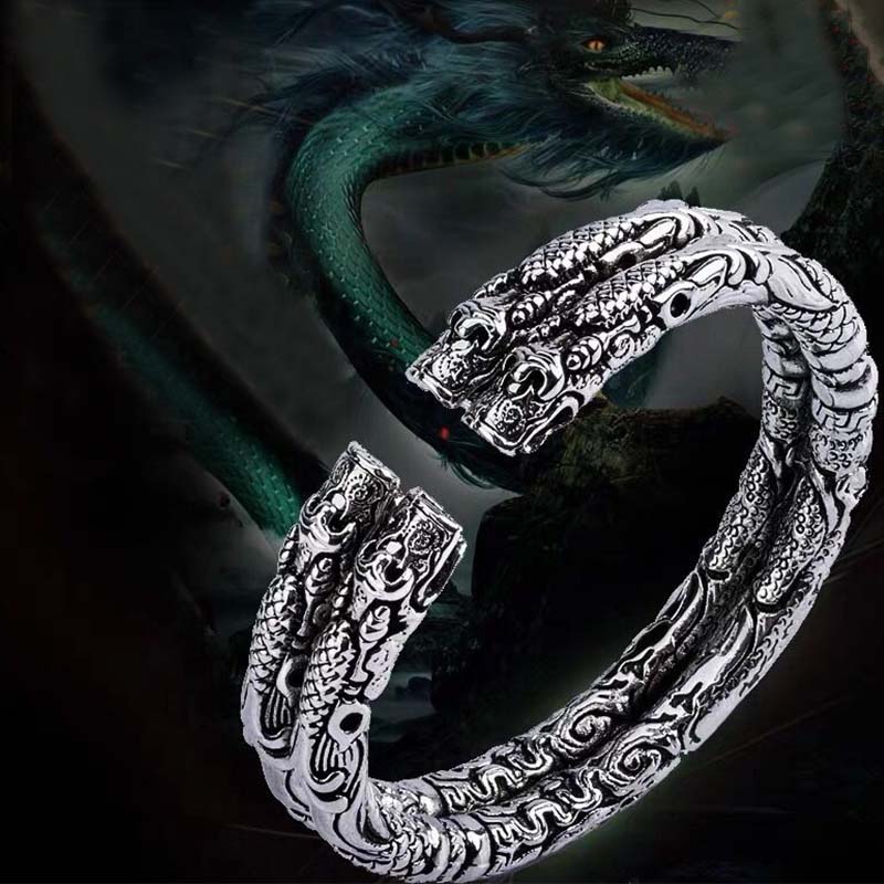 KarmaRipple's Dragon Auspicious Clouds Fortune Protection Bracelet Adjustable Bangle p7