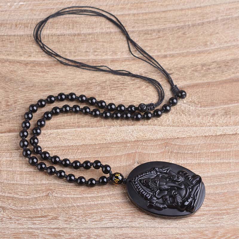 KarmaRipple's Tibetan Obsidian Ganesh Ganpati Elephant Wealth Amulet Pendant p10